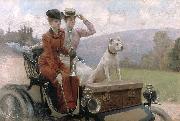 Julius LeBlanc Stewart Les Dames Goldsmith au bois de Boulogne en 1897 sur une voiturette